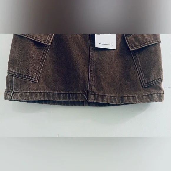 Princess Polly Zakai Cargo Denim Mini Skirt, Brown, Women’s Size 2, NWT - Picture 6 of 16